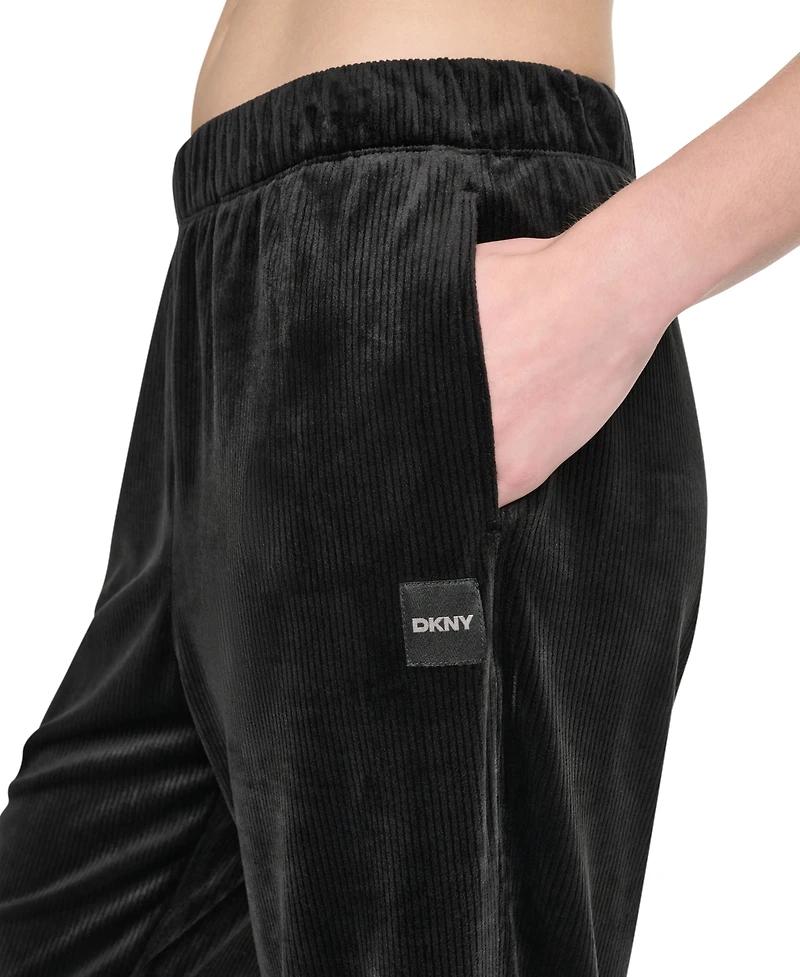 Dkny Sport Women's High-Rise Velour Straight Leg Pants