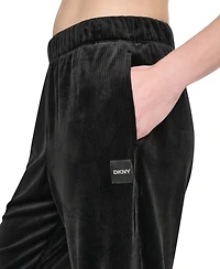 Dkny Sport Women's High-Rise Velour Straight Leg Pants