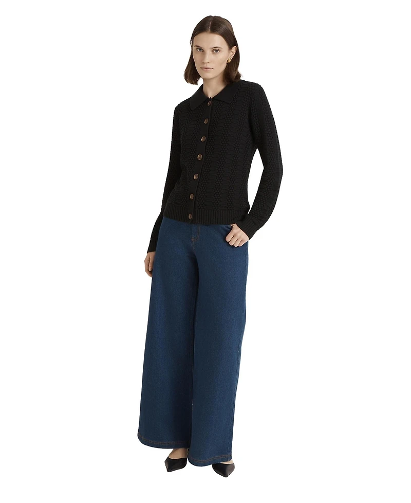 Finery London Women's Emlyn Cotton Knitted Collared Cardigan