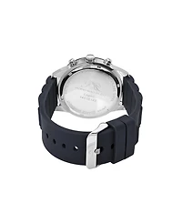 Porsamo Bleu Men's Logan Chronograph Silicone Strap Silver Tone Watch 44 mm