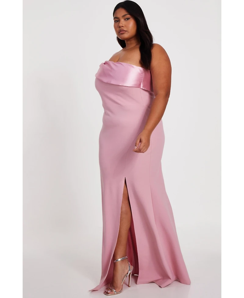 Quiz Plus Satin One Shoulder Maxi Dress
