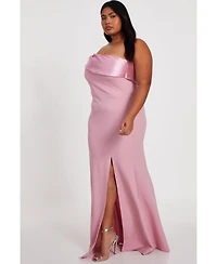 Quiz Plus Satin One Shoulder Maxi Dress