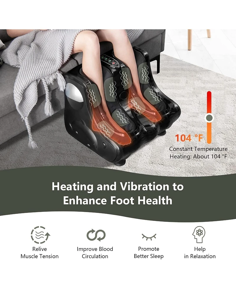 Ecooso Foot and Calf Massager with Heat Vibration Deep Kneading and Shiatsu