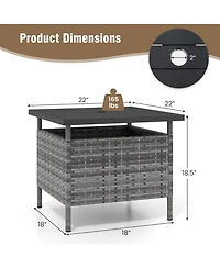 Mecale 22 in Patio Side Table with Wood-Look Top and 2 in Umbrella Hole
