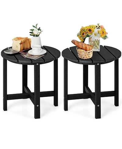 Mecale Set of 2 18 Round Hdpe Adirondack Side Tables, Hold 110 lbs Each