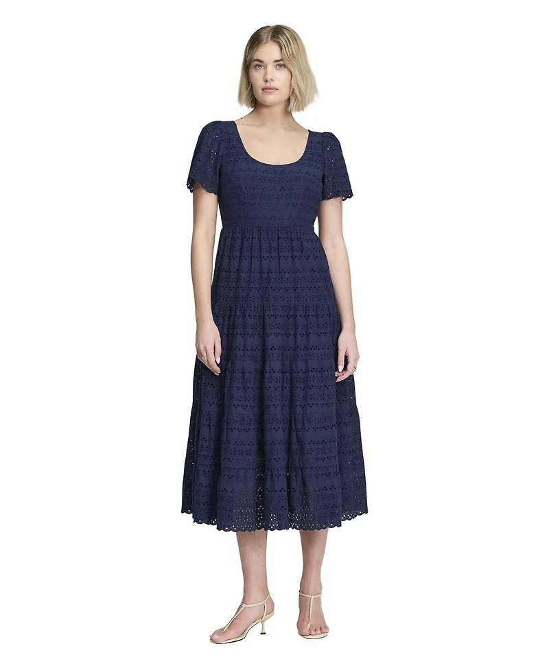 Finery London Women's Jemma Cotton Broderie Tiered Midi Dress