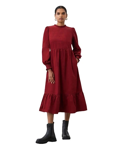 Finery London Women's Esme Long Sleeve Corduroy Midi Dress