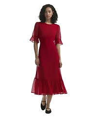 Finery London Women's Jennifer Short Sleeve Chiffon Midi Dress