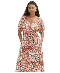 Finery London Women's Estee Floral Crepe Midi Smock Dress