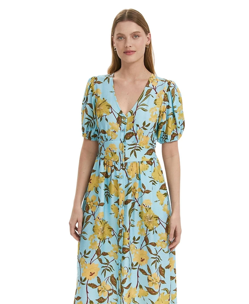 Finery London Women's Addison Floral Linen Blend Midi Dress