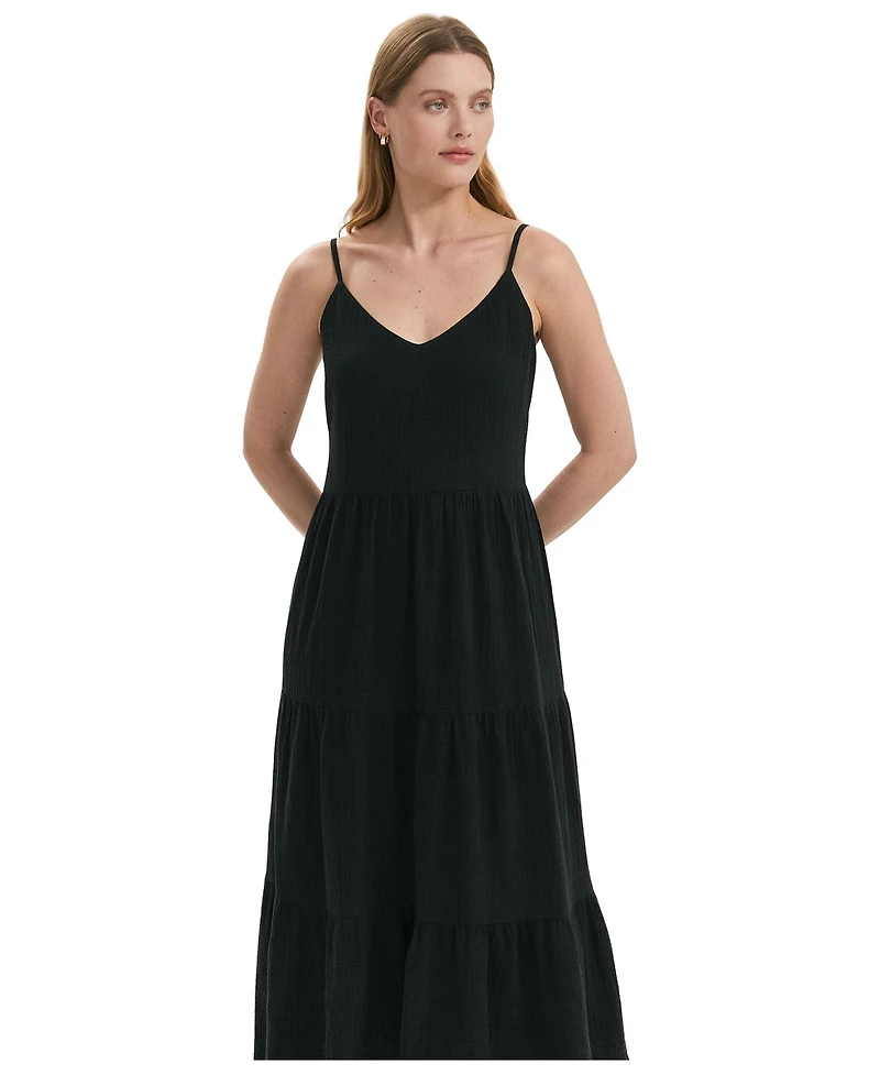 Finery London Women's Emmie Cotton Strappy Midi Tiered Dress