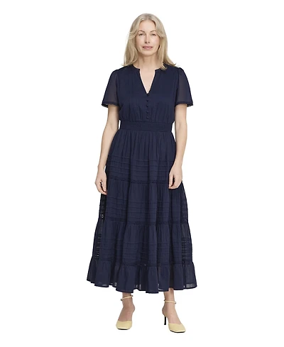 Finery London Women's Juniper Short Sleeve Cotton Midi Dress