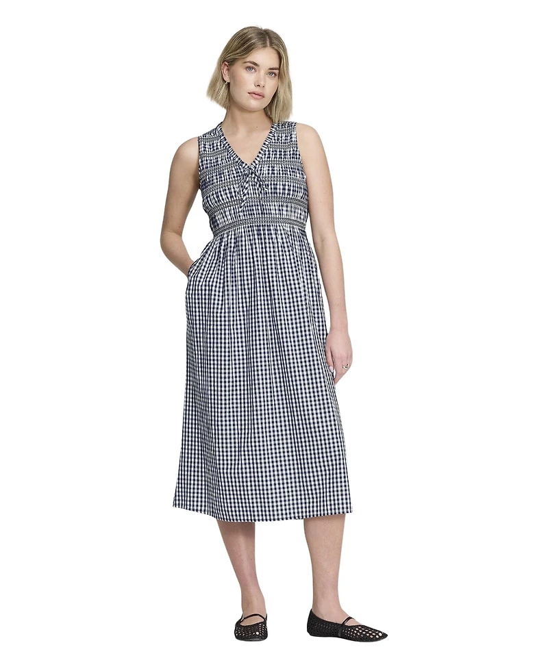 Finery London Women's Hadlee Cotton Gingham Shirred Midi Dress