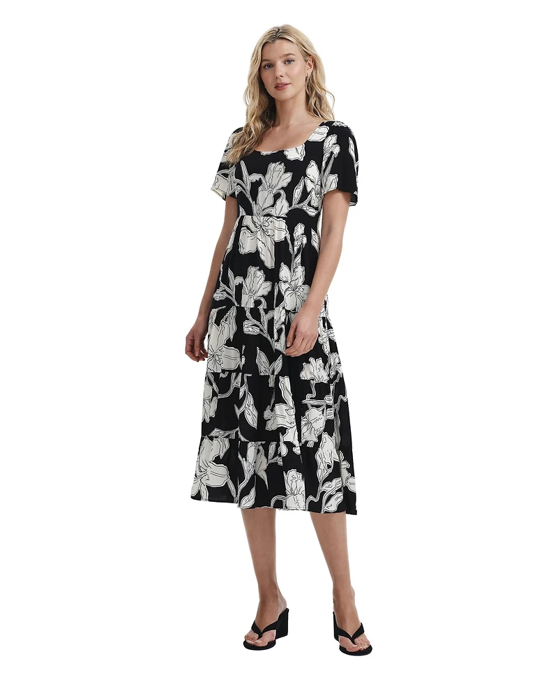 Finery London Women's Teresa Floral Print Tiered Midi Dress
