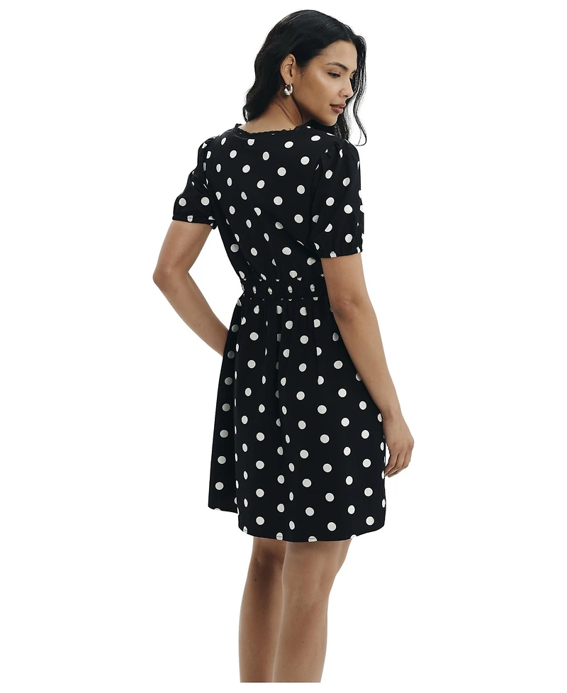 Finery London Women's Meadow Polka Dot Cotton Short Dress