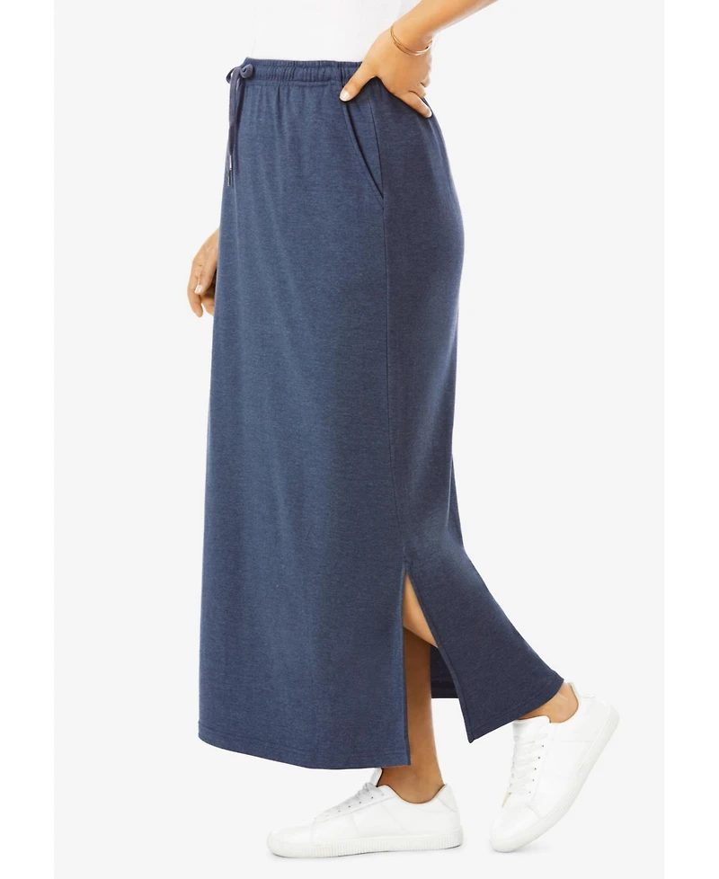 Woman Within Plus Size Sport Knit Side-Slit Skirt