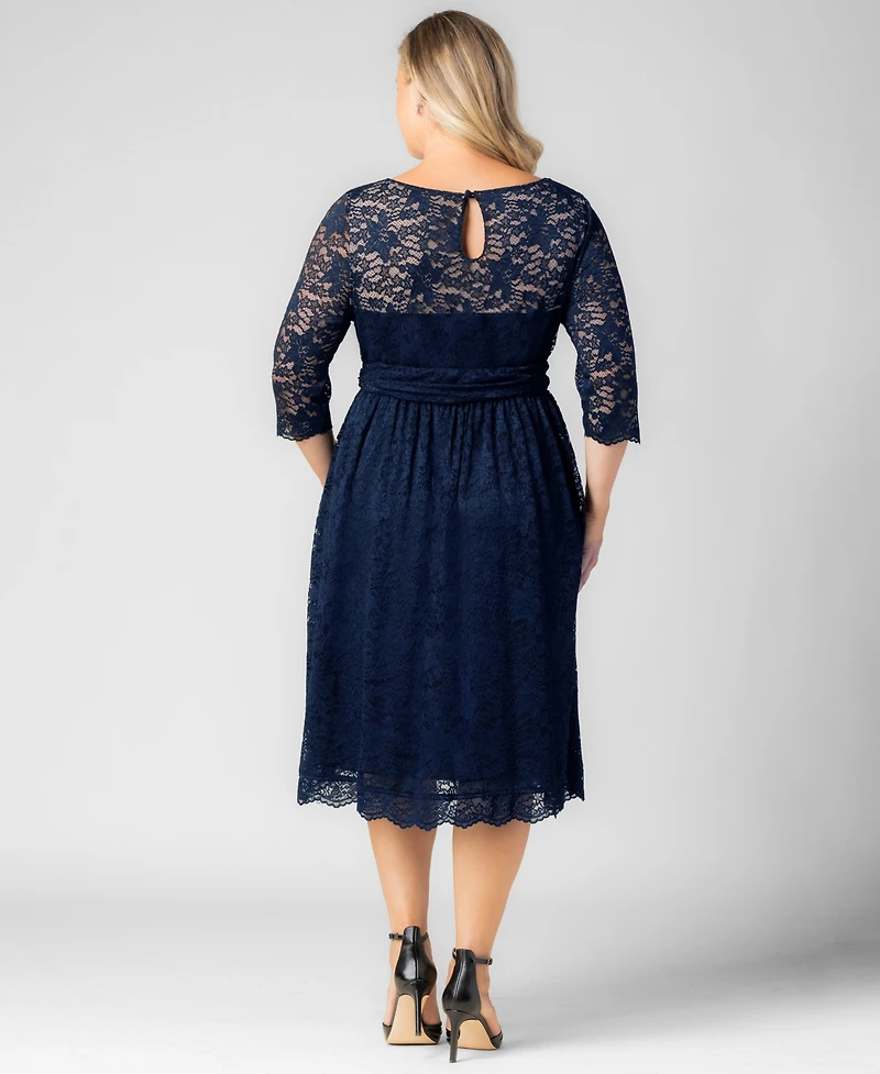 Kiyonna Plus Luna Lace Cocktail Midi Dress