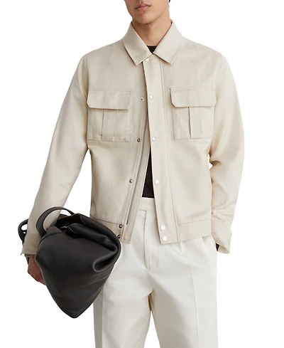 Reiss Men's Americas Lyocell-Cotton Twill Regular-Fit Bomber Jacket