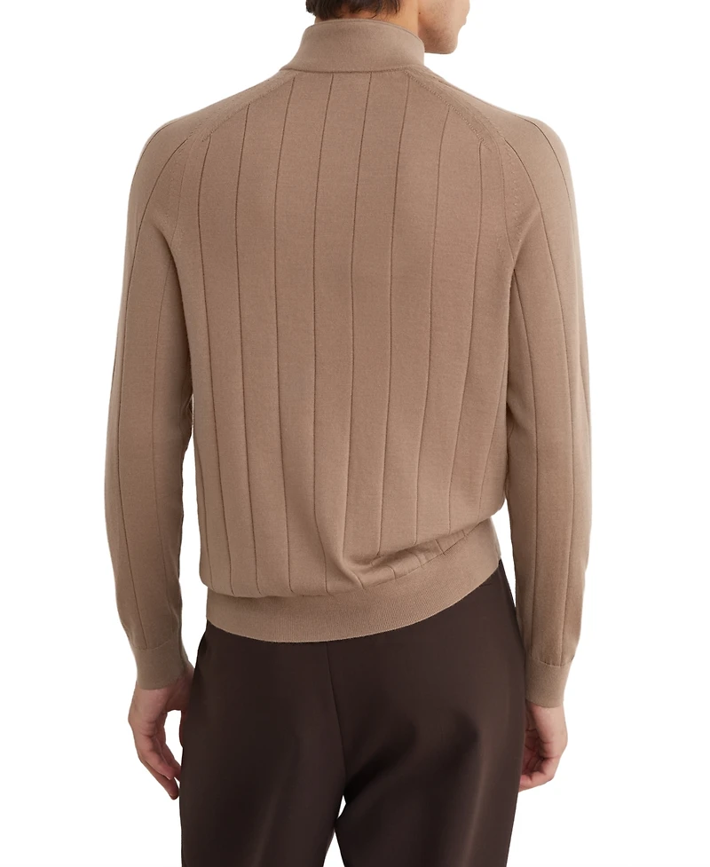Reiss Men's Findlay Merino Wool Wide-Rib Half-Zip Sweater