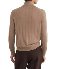 Reiss Men's Findlay Merino Wool Wide-Rib Half-Zip Sweater