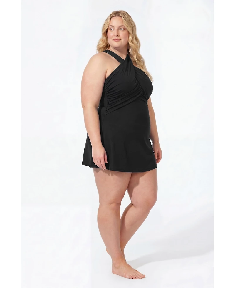 Swimsuits for All Women's High Neck Wrap Swimdress