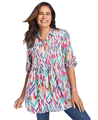 Woman Within Plus Rayon 7-Day Pintucked Tunic Blouse