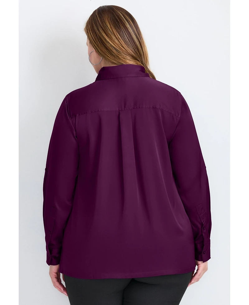 Avenue Women's Plus Sateen Utility Shirt