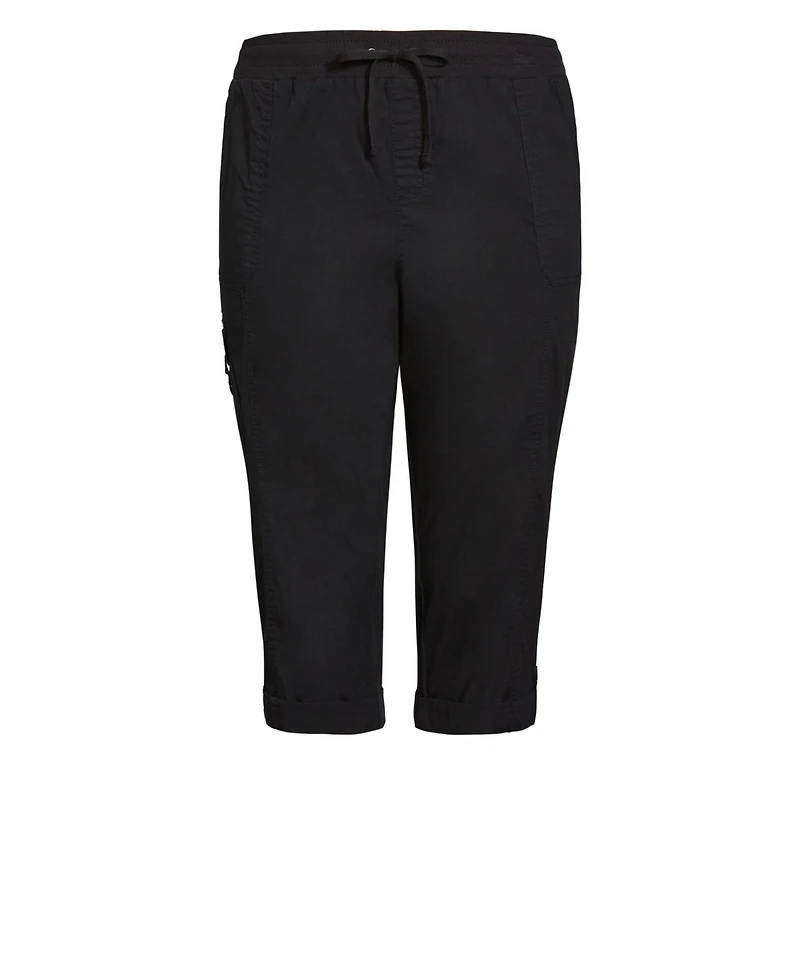 Avenue Women's Plus Cotton Roll Up Capri