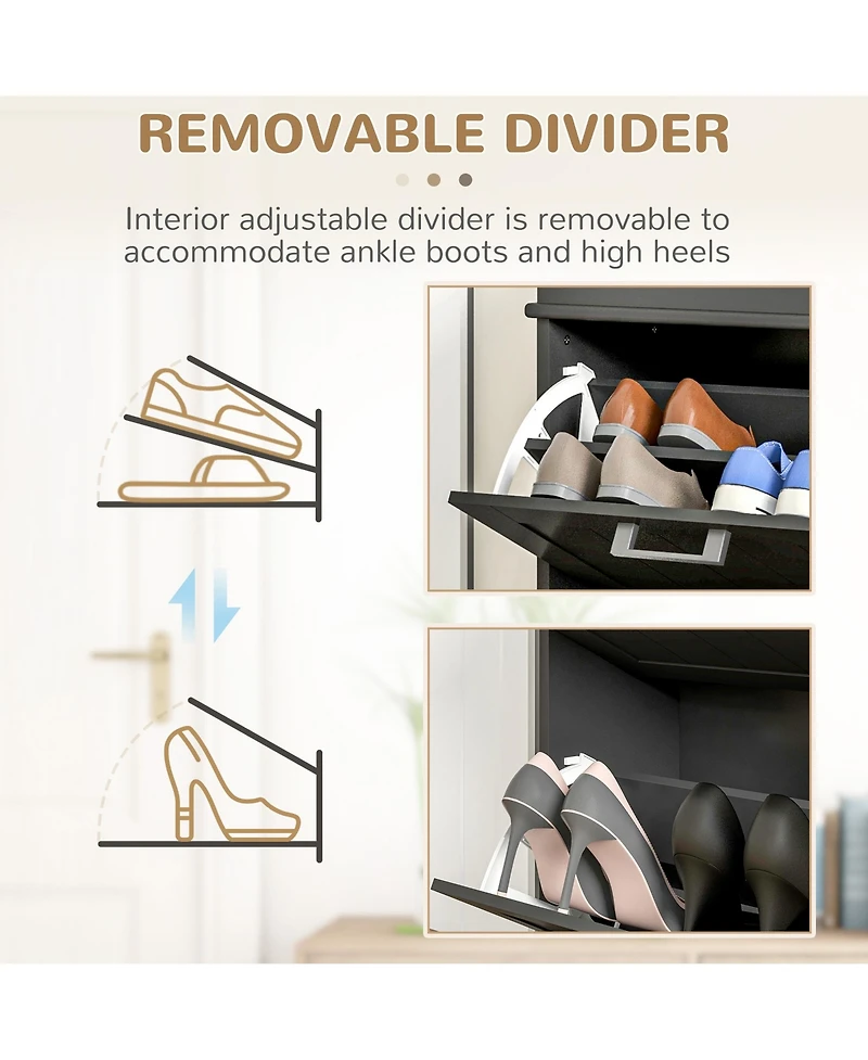 Homcom Shoe Cabinet with Flip Drawers for Pairs of Shoes