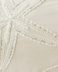 Harbor House Lily Starfish Embroidered Decorative Pillow Cover, 14" x 24"