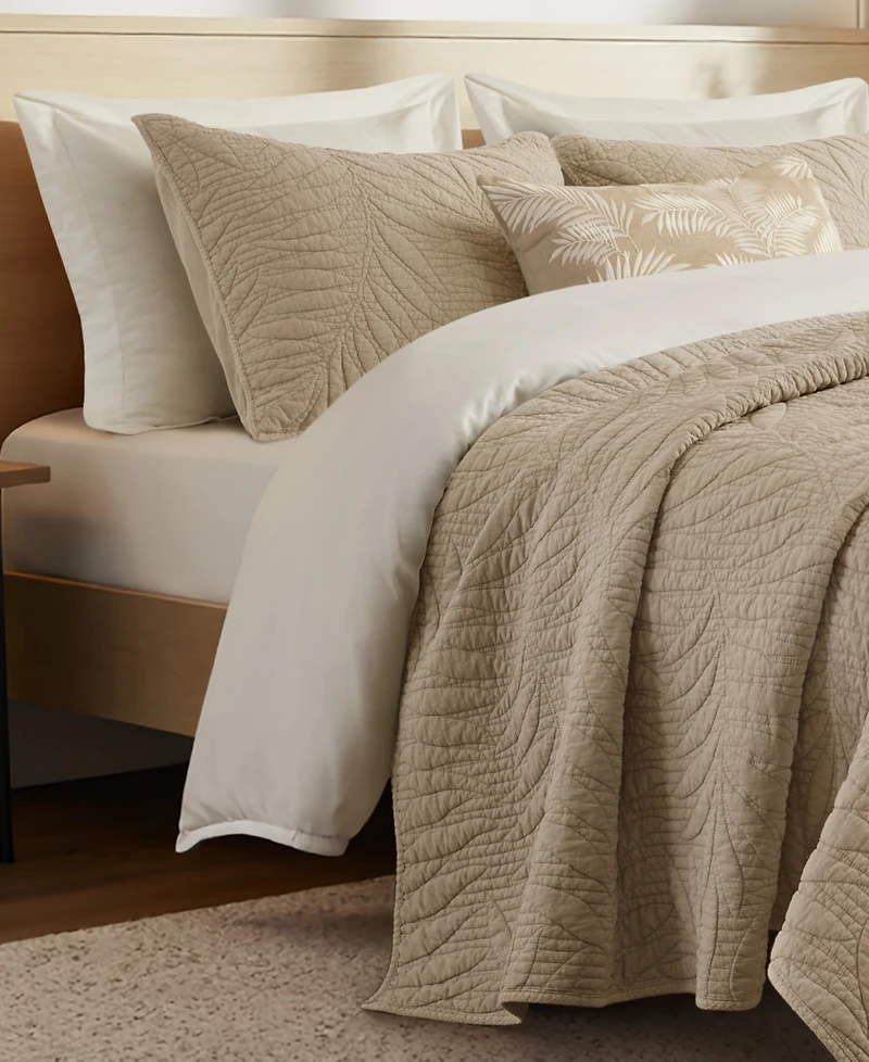 Harbor House Botanical Leaves Stone-Washed Cotton 3-Piece Quilt Set