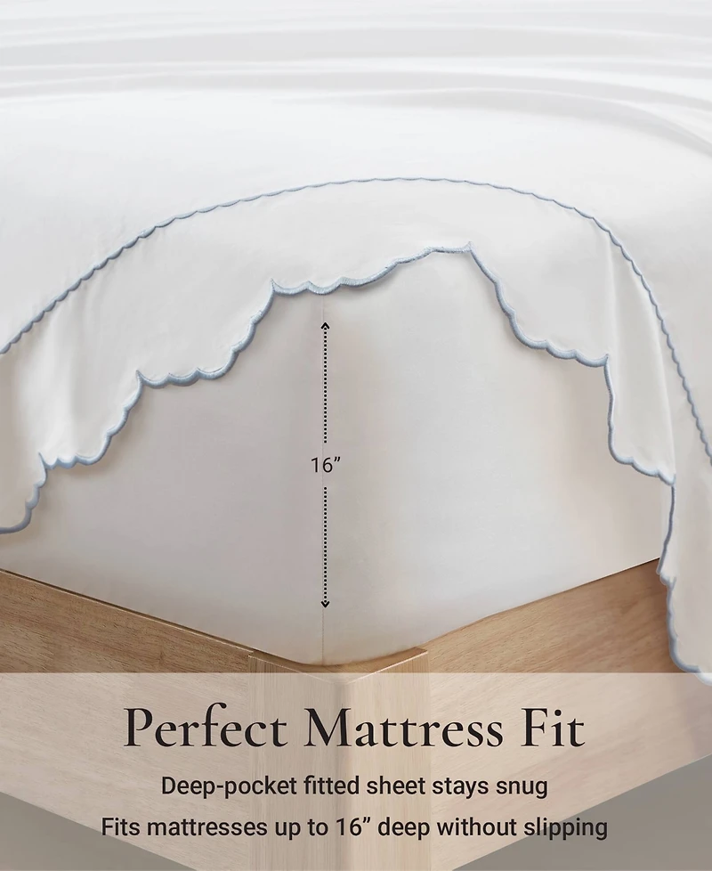 Harbor House Brielle Scalloped Edge 300-Thread Count Cotton 4-Piece Sheet Set
