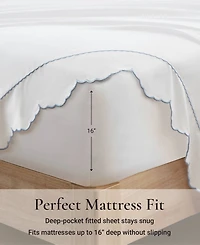 Harbor House Brielle Scalloped Edge 300-Thread Count Cotton 4-Piece Sheet Set