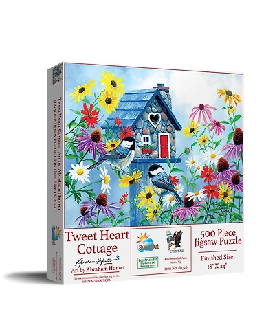 SunsOut Tweet Hearts Cottage 500 Piece Jigsaw Puzzle, Ages 15+