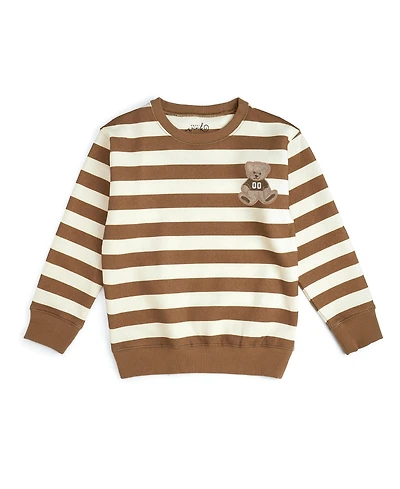 Sweet Wink Toddler Boy's (2T-4T) Teddy Bear Patch Striped Sweatshirt.