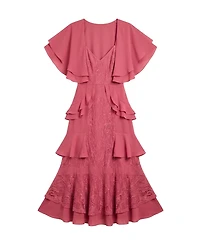 Oasis Women's Lace Ruffle V-Neck Dress