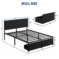 gaomon Modern Bed Frame, Heavy Duty Metal Platform with Upholstered Headboard, Under-bed Storage Drawers