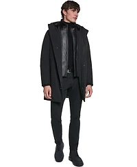 Karl Lagerfeld Paris Men's Regular-Fit Hooded Shearling-Lined Bib Parka