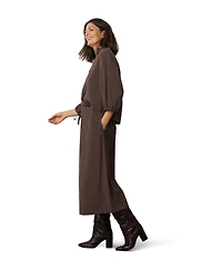 Cable & Gauge Women's 3/4 Balloon-Sleeve Band Collar Relaxed-Fit Blouse