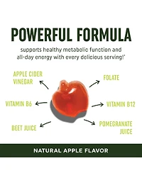 Mav Nutrition Metabolism Gummies with Apple Cider Vinegar, B Vitamins and Folate, Apple Flavor, 60 Count