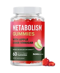 Mav Nutrition Metabolism Gummies with Apple Cider Vinegar, B Vitamins and Folate, Apple Flavor, 60 Count