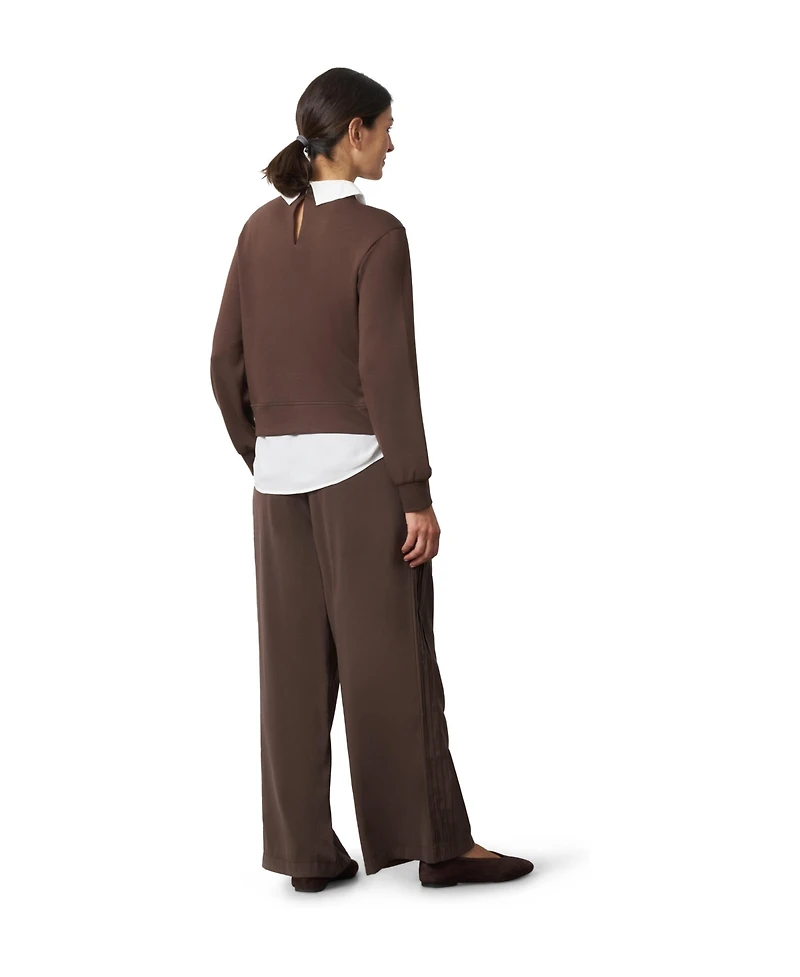 Cable & Gauge Women's Collared Long-Sleeve Embellished Twofer Top