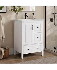 Phying 24 Inch Bathroom Vanity with Sink Modern Freestanding Vanity Cabinet with 1 Soft Closing Door Home Decor