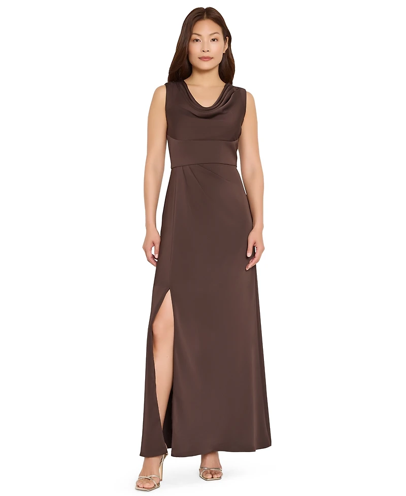 Tahari Asl Women's Sleeveless Cowl Neck Satin Gown