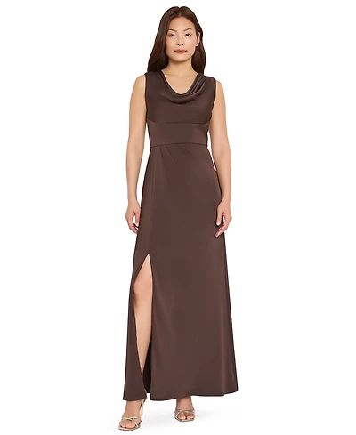 Tahari Asl Women's Sleeveless Cowl Neck Satin Gown