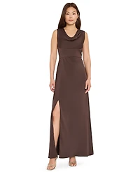 Tahari Asl Women's Sleeveless Cowl Neck Satin Gown