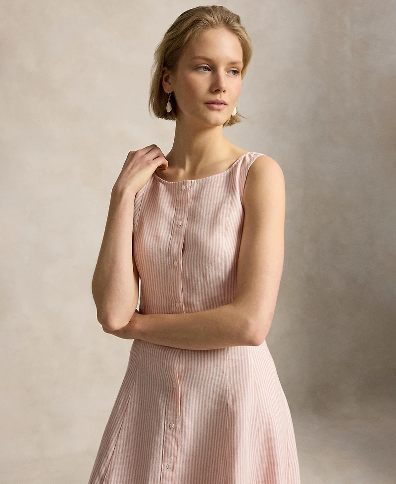 Polo Ralph Lauren Women's Striped Fit-and-Flare Linen Midi Dress
