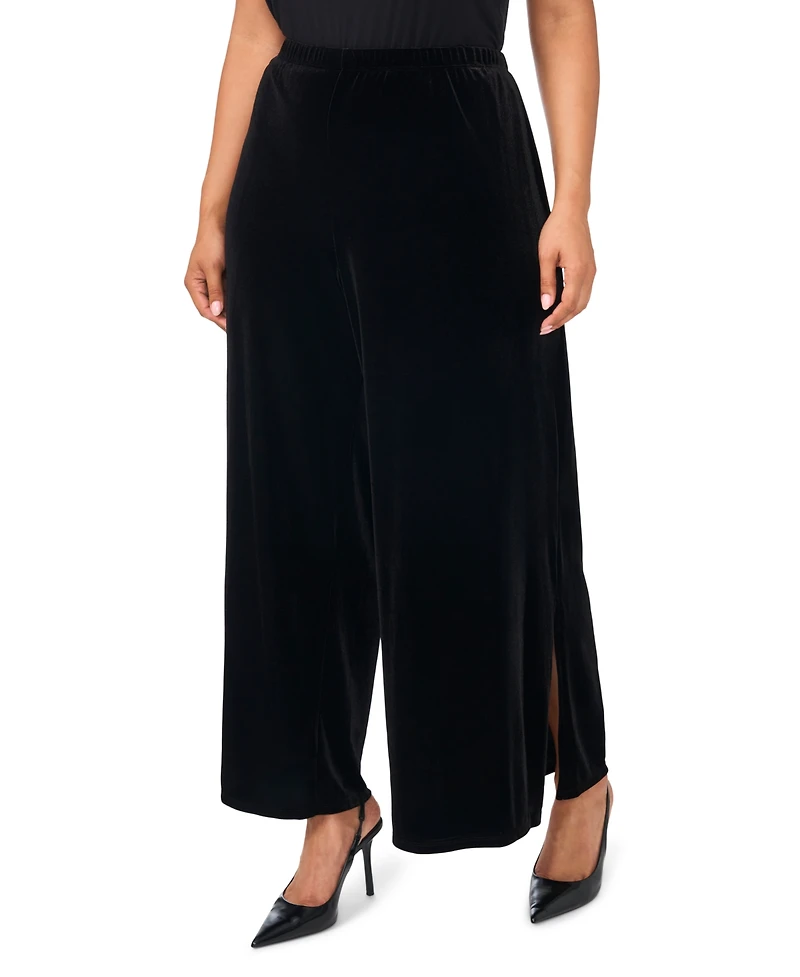Msk Plus Velvet Wide-Leg Side-Slit Pants