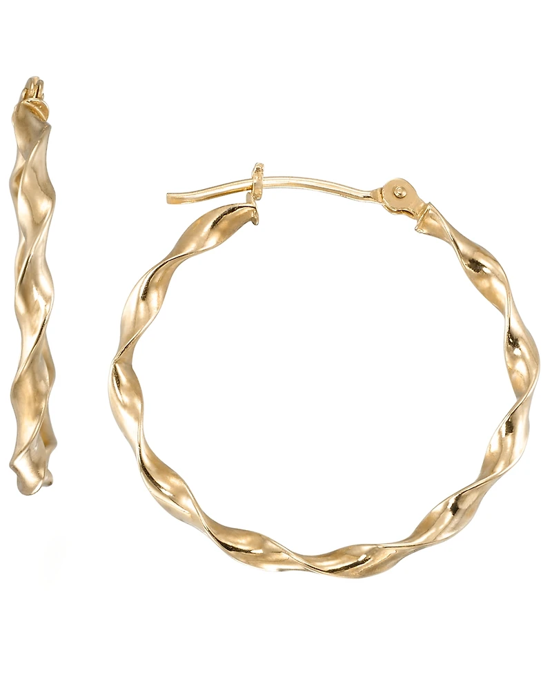 Macy's High Polished Twisted Hoop Earrings in 10k Yellow Gold