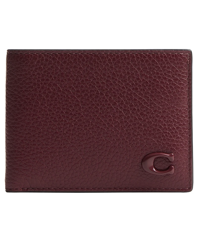 Slim Billfold Wallet in Pebbled Leather with Sculpted C Hardware Branding